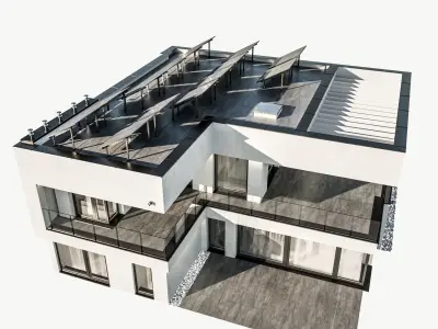 Modern house 18 at night 3D model