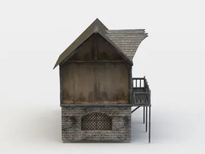 House with balcony Low-poly 3D model