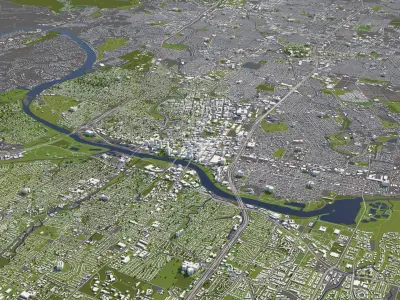 Austin 50x50km City 3D Map 3D model