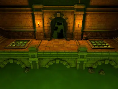 Fantasy Chess RPG Environment - City Alley Low-poly 3D model