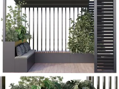 Landscape Furniture with Pergola and Roof garden 15 Low-poly 3D model