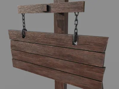 Wooden Western Signboard Low-poly 3D model
