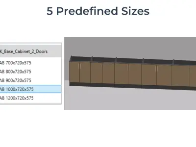 DOUBLE DOOR BASE Cabinet Revit Family UK Parametric 3D model