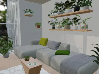 Living Room Interior Scene  Free 3D model