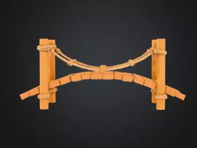 Cartoon Rope Wood Bridge Low-poly 3D model
