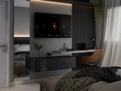 Cozy Bedroom scene 3D model 3D model