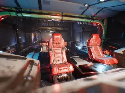 Spaceship Interior Environment Set Low-poly 3D model