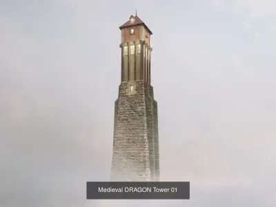 Medieval DRAGON Towers 3D Model Pack