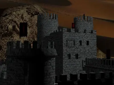  island castle in dark  Low-poly 3D model