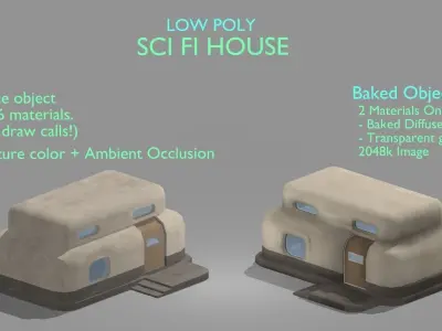 Sci Fi House Low-poly 3D model