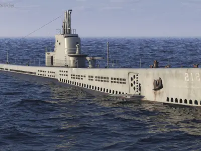  USS Gato SS-212 Submarine Displayed Rigged for Maya 