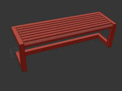 Architectural Park Wood stainless steel Bench Low-poly 3D model