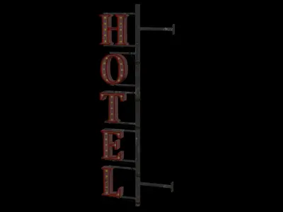 Hotel Sign - Game ready props Low-poly 3D model