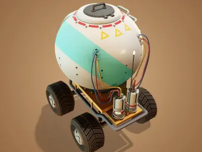 Stylized Mars Rover Low-poly 3D model