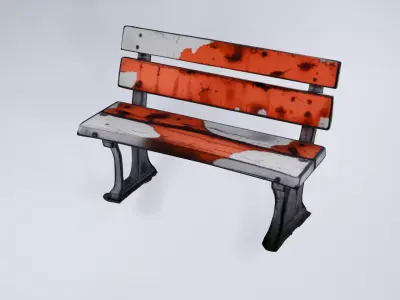 Stylized Park Bench - Low Poly Urban Scene Prop 3D model