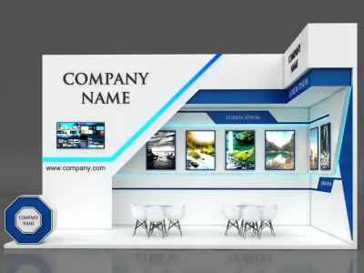 Booth Exhibition Stand Stall 4x8m Height 500 cm 2 Side Open 3D model