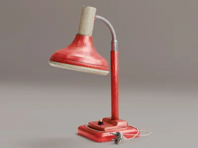 Vintage Red Table Lamp PBR Low-poly 3D model