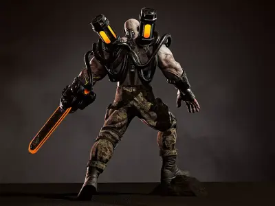 Maniac Zombie Cyber Zombie Boss Zombie Mutant Low-poly 3D model