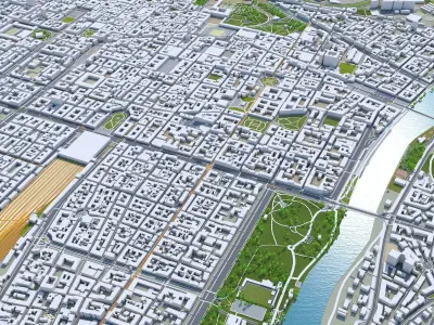 Torino and Turin in Italy 30km Low-poly 3D model