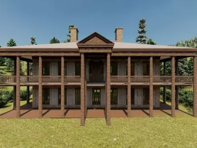 Vilage in forest-old house 3D model