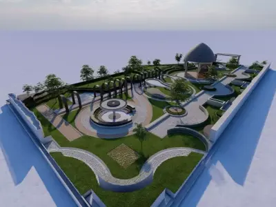 public park-Private Park Landscape 3D model