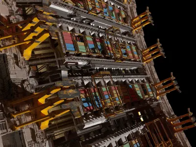 Giga Freight Orbital Space Station - C4D Octane 3D model