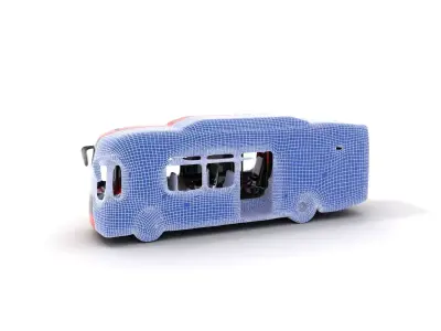 Urban Red Bus model pack Low-poly 3D model
