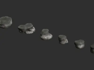 Short Flat Rocks - Rough 1 Low-poly 3D model