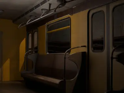 Concrete Tunnel Metro with train 3D model
