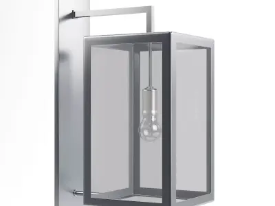 Rectangular Wall Exterior Lamp 3D Model 3D model