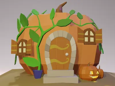 Pumpkin Cottage Low-poly 3D model