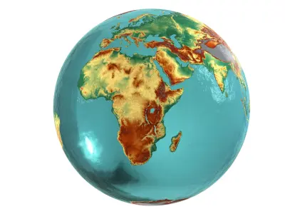 Eeath Water 3D Globe Natural Shaded  Low-poly 3D model