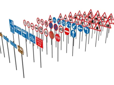 Road Sign Low-poly 3D model