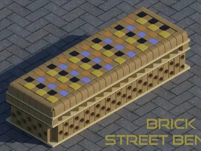 Brick set street  bench 3D model