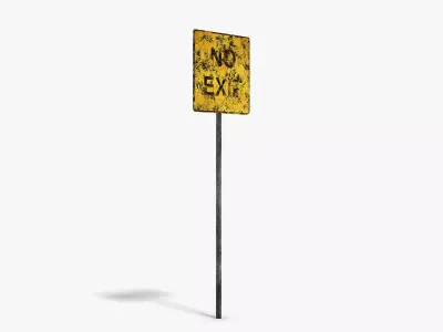 Damaged No Exit Sign Low-poly 3D model