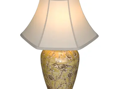 Oriental Flowers European Provence Nightstand Bedside Table Lamp 3D model