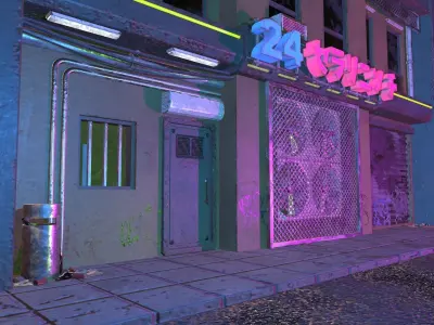 Cyberpunk Street Low-poly 3D model