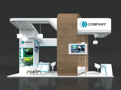 Exhibition Stand Booth Stall 8x6m Height 500cm 4 Side Open 3D model