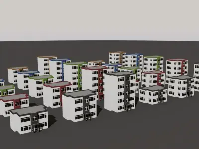 Cartoon Building Low Poly Building E 30 Variant Low-poly 3D model