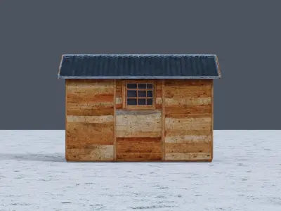 Wooden cabin  Low-poly 3D model