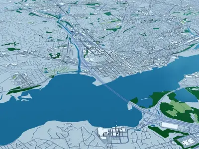 Washington with Terrain 3D model