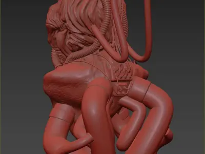 Alien head with wires 3D model