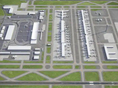Washington Dulles International Airport - IAD Low-poly 3D model