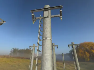 Iron Power Pole with ladder - Objekt  064 Low-poly 3D model