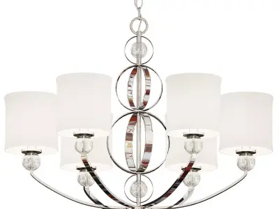 Cerchi light chandelier in chrome with shades 3D model