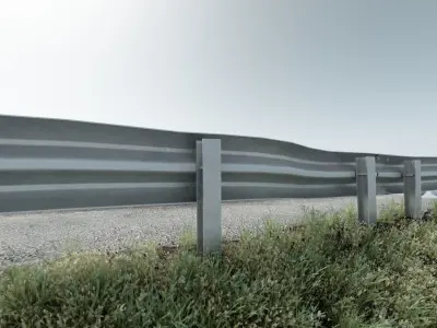 road fence kit A  Low-poly 3D model