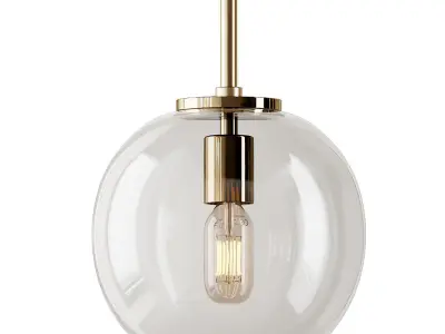 1-Light Single Globe Pendant Clear  Blue and Amber By Casamotion 3D model