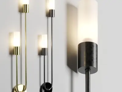 TSHOP Hot Sale LED Wall Lamp Nordic Brass Wall Lamp Bedroom Low-poly 3D model