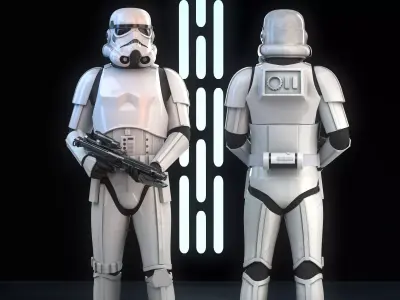 Stormtrooper Realistic 3D Model Low Poly from star wars force... Low-poly 3D model