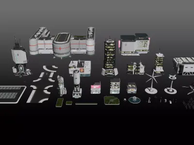 Sci-fi City assets V2 Low-poly 3D model